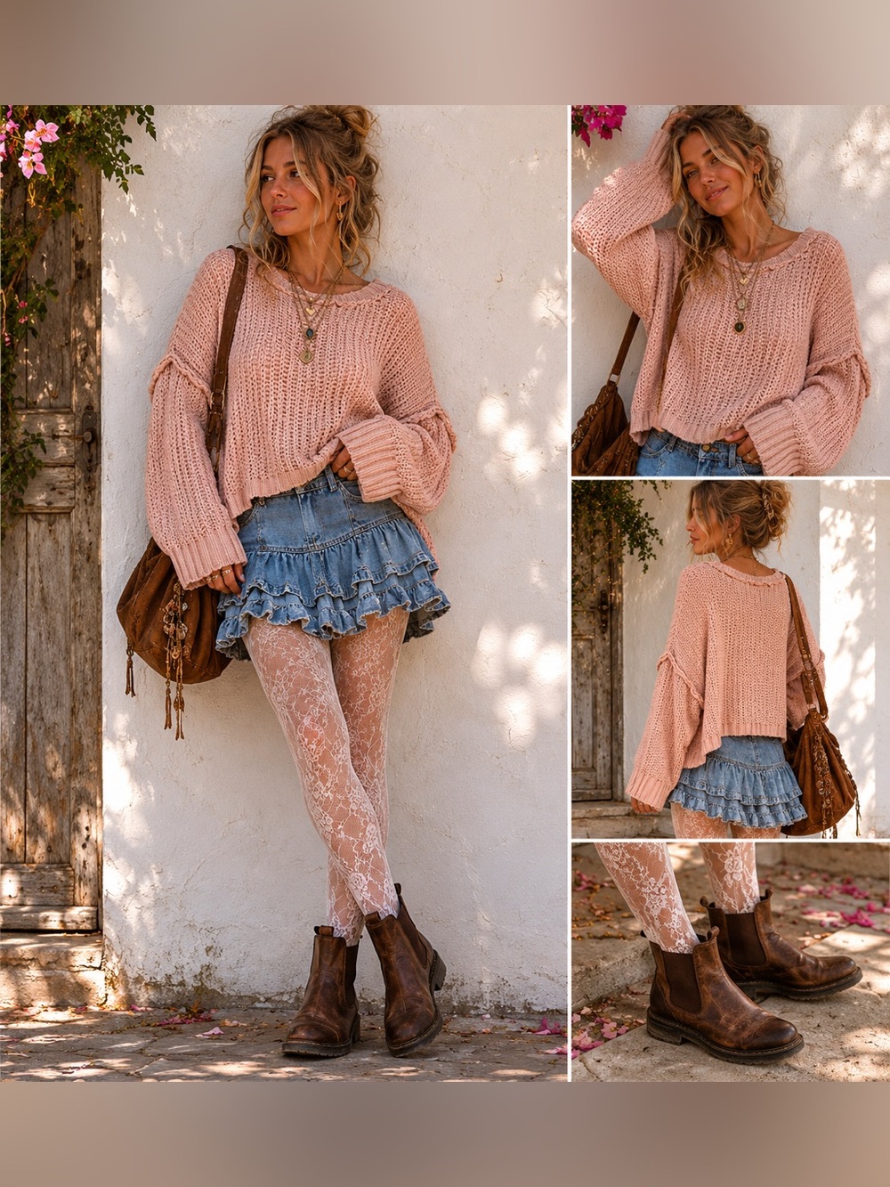 Wonderly Pink Chunky Open Knit Oversized Cropped Sweater Size XXL